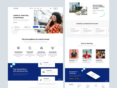 Homepage Design for a Money Transfer Website clean creative design designer interface landing minimal money money app money transfer payment remittance remote ui ux web