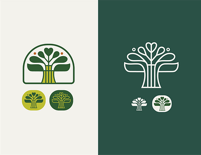 Flora Badges badges branding green heart icon logo logodesign nouveau tree tree logo vintage