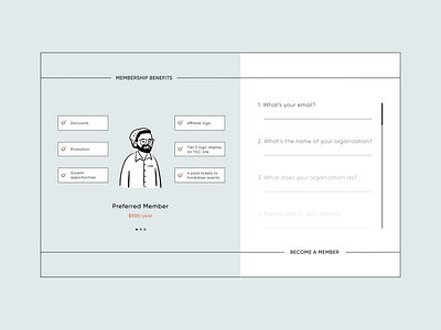 Membership Sign-up clean form illustration membership minimal retro signup ui