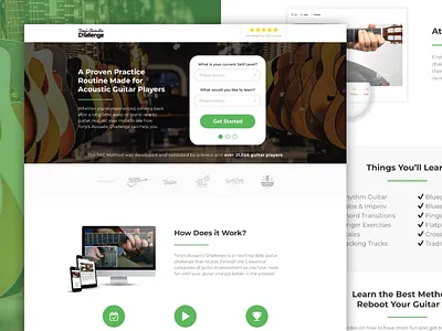 Tony's Acoustic Challenge | Landing Page 🎸 ads app challenge cro design guitar klientboost landing page leadgen saas ui