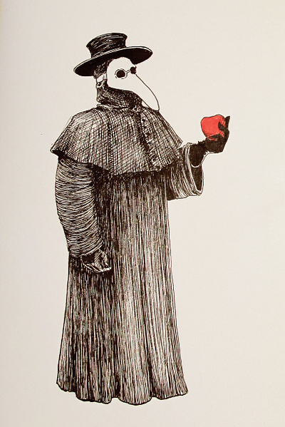 Medico Della Peste - Medieval Plague Doctor contamination doctor hand drawn illustration infection plague virus