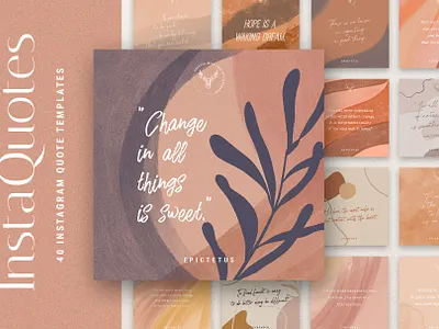 #InstaQuotes 40 Post Quote Templates creative creative market creativemarket instagram instagram pack instagram template products social media social pack watercolor
