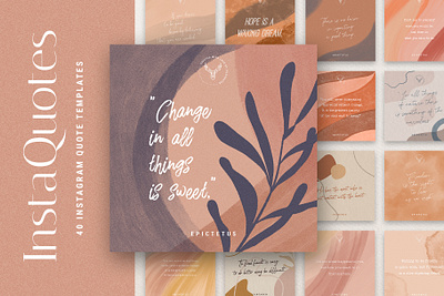 #InstaQuotes 40 Post Quote Templates creative creative market creativemarket instagram instagram pack instagram template products social media social pack watercolor