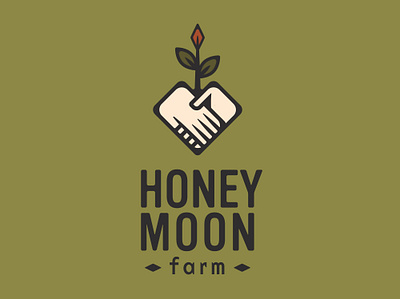 Honeymoon Farm branding design farm farmers market farmlogo flowerlogo graphic handlogo handsholding heartlogo honeymoon illustration logo organic organic farm plantlogo