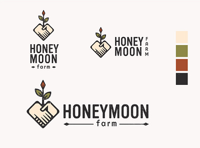 Honeymoon Farm #2 branding design earthtones farm farmer farmlogo flowerlogo graphic handlogo handsholding heart heartlogo honeymoon logo organic organic logo plantlogo vector