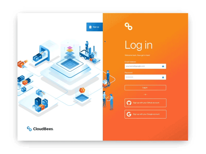 Log in / Sign up Research & Development animation app design development gif interaction login motion research signup ui ux website