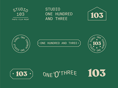 Studio 103 Brand Exploration 103 applications badgedesign branding exploration hand lettering identity illustration lettering logomark one hundred printing printing press studio typography vintage vintage badge wordmark