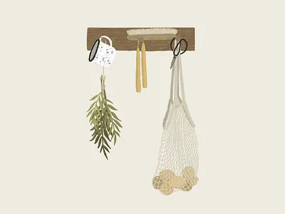 Peg Rail cute details illustration market bag mug procreate