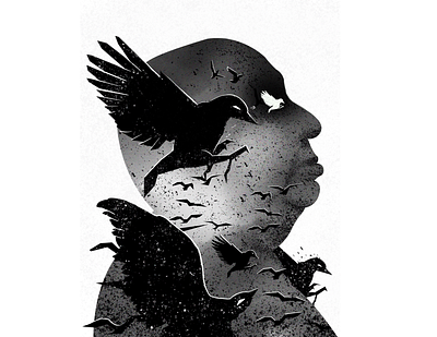 Alfred Hitchcock Illustration alfred hitchcock design editorial illustration graphicdesign illustraion ink portrait illustration posters the birds