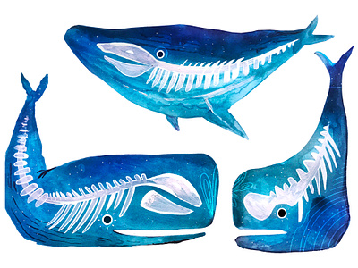 Whales cosmic editorial illustration illustration ink watercolor watercolor illustration watercolor painting whales