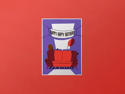 Birthday Card! Happy happy joy! 50s artwork birthday card card cartoon drawing editorial illustration holiday illustration onga poster red surprise