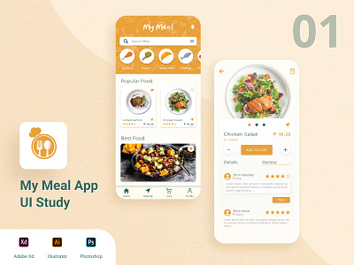 My Meal App UI Study app branding design flat illustration logo minimal ui ux vector