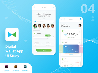 Digital Wallet App app branding design flat illustration logo minimal ui ux vector