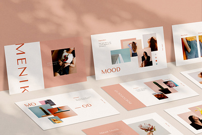 Menik Presentation branding clean keynote presentation layout design layout exploration minimal moodboard pink pitch deck powerpoint presentation design presentation template