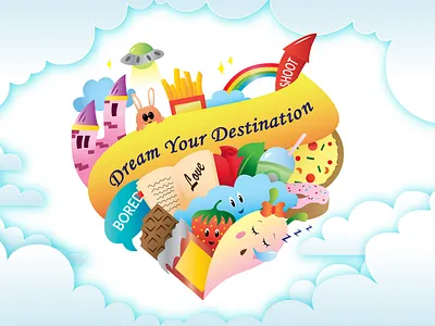 Cartoon Doodle Illustration cartoon deam design gradients illustration vector