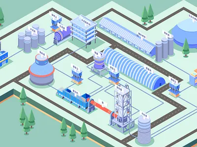 Flow chart of cement production design ui 图标 插图