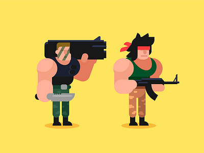 Broforce pt.1 broforce character commando flat game art illustration rambo vector