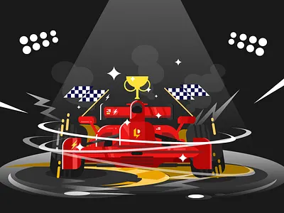 car car cartoon drifting flat formula 1 illustration sports track vector