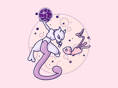 Pokemon Mewtwo vs Mew cartoon drawing characterdesign flat design icondesign illustration illustrator mew mewtwo pokemon pokemon drawing pokemon vector pokemongo simple design vector art