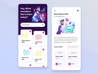Best E-learning App to Learn Coding app design basics coding education educational app elearning elearningapp learning platform mobile app mobile app development mobile ui online cource php ui uiux