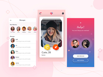 Dating App app appdesign chat connections datingapp design dribbble illustrator matches photoshop swipe left swipe right ui ux zignuts