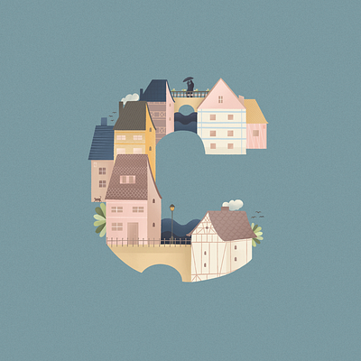 C is for Colmar in France 36daysoftype city colmar france house illustration illustration art linijos lithuania