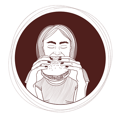 Eating burger burger girlillustration illustraion
