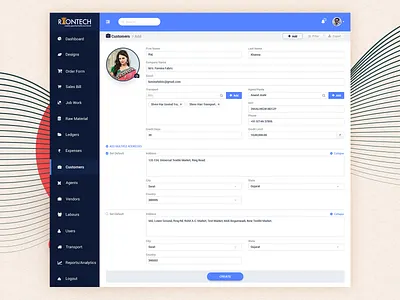 Customer Edit Details UI photoshop