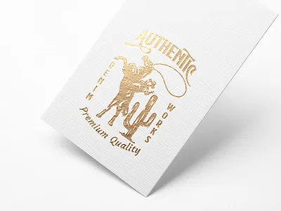 Authentic Denim Works american badge branding classic cowboy illustration logo rugged vector