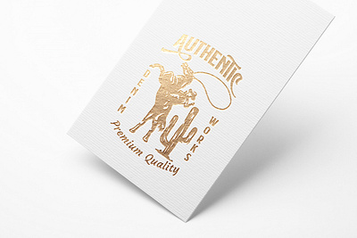 Authentic Denim Works american badge branding classic cowboy illustration logo rugged vector