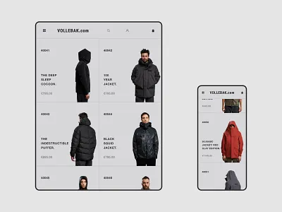Vollebak — design concept Catalog page behance clean design dribbble interface minimal mobile tablet ui uiux ux web