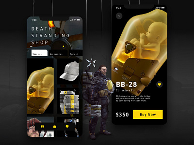 Death Stranding Fan App UI Concept app app design concept dark dark ui dayliui design ecommerce app figma game ios iphone mobile shop ui ui design user interface ux