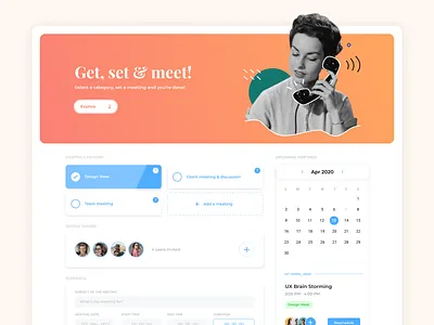 Meetings Dashboard dashboard design debuts design meeting meeting app organiser popular ui ux uxui