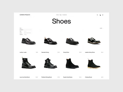 Common Project — catalog of minimalistic online store e commerce ecommerce interface minimal minimalism minimalist minimalist design minimalistic online store ui web web design website