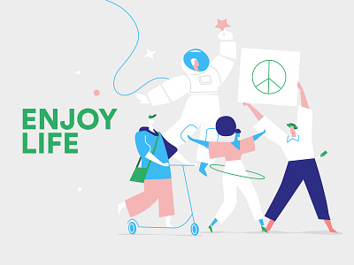 Enjoy Life cosmos enjoy fest fun illustration joy lifestyle party people society style together