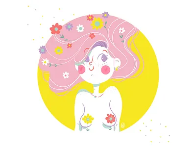 Spring is coming character cute digital illustration digitalart flower girl illustration illustrator ipadpro procreate procreate art spring