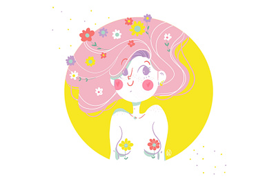 Spring is coming character cute digital illustration digitalart flower girl illustration illustrator ipadpro procreate procreate art spring