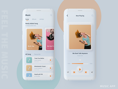 Music Player App app app design clean design ios minimal mobile neumorphism sketch skeumorphism skeuomorph typhography ui ux ux design