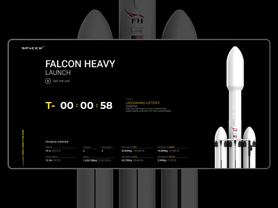 DailyUI#14 Countdown Timer countdown countdown timer daily 100 challenge daily ui 014 dailyui dark ui darkui design falcon heavy interface design landing page space space x yellow