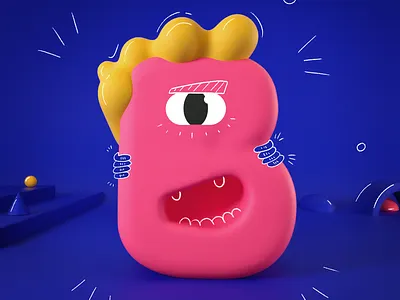 36days_B 2d 2d character 36 days of type 36days 36daysoftype 3d character character design cinema4d design illustration octane type typography