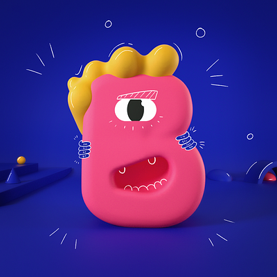 36days_B 2d 2d character 36 days of type 36days 36daysoftype 3d character character design cinema4d design illustration octane type typography