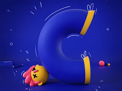 36 days C 2d 2d character 36days 36daysoftype 3d character character design cinema4d design illustration letter octane otoy typogaphy
