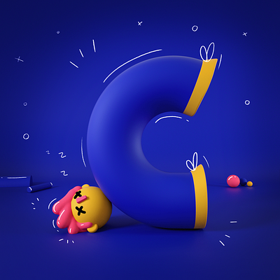 36 days C 2d 2d character 36days 36daysoftype 3d character character design cinema4d design illustration letter octane otoy typogaphy