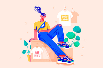 Casual 2d bag character characterdesign colors design fashion hair hands illustration instagram plants sneakers stylish thumbnail tshirt