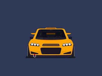 Yellow sport car with tuning car flat illustration race sport tuning vector