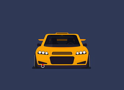 Yellow sport car with tuning car flat illustration race sport tuning vector