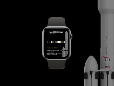 DailyUI#14 Countdown Timer | Apple Watch apple watch daily 100 challenge daily ui 014 dailyui dark ui darkui design falcon heavy interfacedesign launch smartwatch smartwatch app space space x ui watch