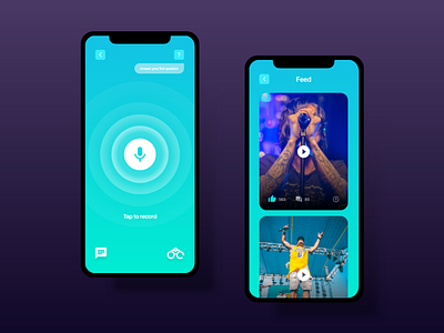 Recorder App app clean concept cool creative dark design gradient minimal play record song ui ux video white