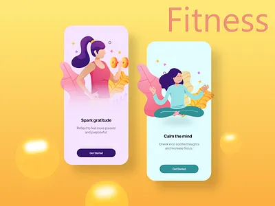 Fitness App _ Onboarding Screen adobexd animation app art calm mind colour design digital art fitness illustration ios ios app pen tool photoshop thumbles ui vector vector design vector illustration