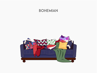 Bohemian sofa chair deck flat furniture sofa vector